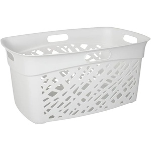 image:imageNonBreakable Mosaic Hamper 2Pack 60L  Misty White Elegant Design Vented Laundry Basket Made in FranceMisty White